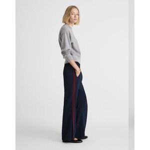 Madewell Pull On Bootcut Track Pants Womens XS Navy Side Stripe Zip Hem FLAW NEW